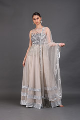 Silver Embellished Anarkali Set